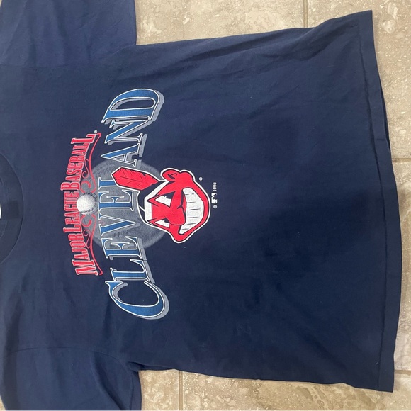 Vintage Logo 7 1995 MLB Cleveland Indians Tee single stitched Sz Large - Picture 6 of 10